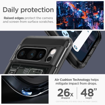 Etui Spigen Ultra Hybrid na Google Pixel 8 Pro - ciemnoszare (wzór Zero One)