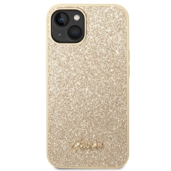 Etui Guess Glitter Script na iPhone 14 Plus - złote