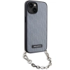 Etui Karl Lagerfeld Saffiano Monogram Chain na iPhone 14 - srebrne