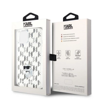 Etui Karl Lagerfeld Monogram Choupette na iPhone 15 - przezroczyste