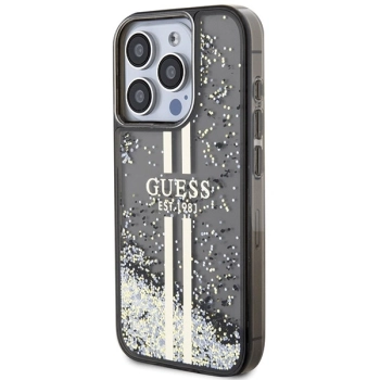 Etui Guess Liquid Glitter Gold Stripes na iPhone 15 Pro Max - czarne