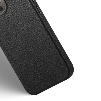 Dux Ducis Roma skórzane etui do iPhone 13 Pro Max elegancki pokrowiec z naturalnej skóry czarny