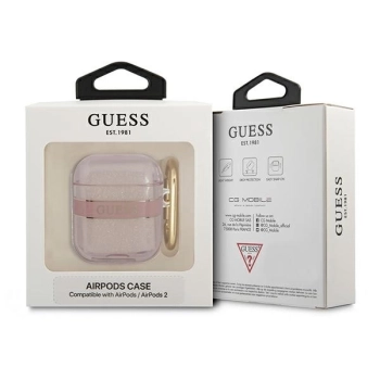 Etui Guess Strap Collection na AirPods 1/2 - różowe