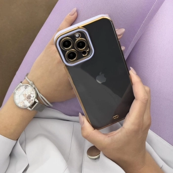 Fashion Case etui do Xiaomi Redmi Note 11 Pro żelowy pokrowiec ze złotą ramką fioletowy