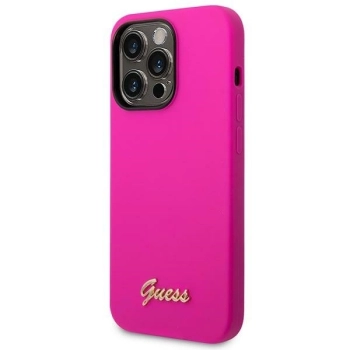 Etui Guess Silicone Vintage Gold Logo na iPhone 14 Pro - fuksjowe