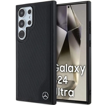Etui Mercedes Leather Debossed Line MagSafe na Samsung Galaxy S24 Ultra - czarne