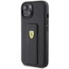 Etui Ferrari Grip Stand Metal Logo na iPhone 15 - czarne