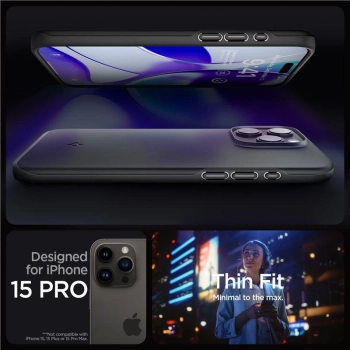 Etui Spigen Thin Fit na iPhone 15 Pro - czarne