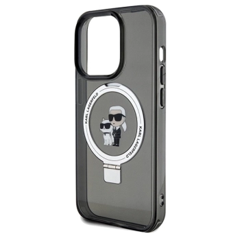 Etui Karl Lagerfeld Ring Stand Karl&Choupettte MagSafe na iPhone 14 Pro - czarne