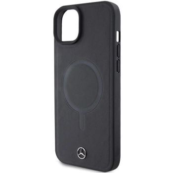 Etui Mercedes Smooth Leather MagSafe do iPhone 15 Plus - czarne