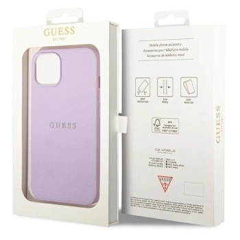 Etui Guess Saffiano Strap na iPhone 14 Plus - fioletowe