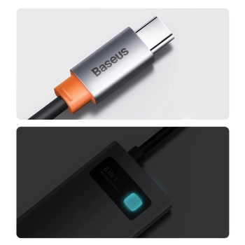 HUB Baseus Metal Gleam 6w1 USB-C - USB-C PD 100W 1x HDMI 4K 30Hz 3x USB-A 3.2 1x RJ45 - szary