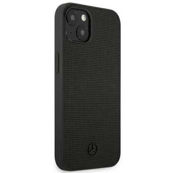 Etui Mercedes Leather Meshed Metal Logo na iPhone 13 - czarne