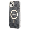 Etui Guess 4G Print MagSafe na iPhone 14 + ładowarka indukcyjna - czarne