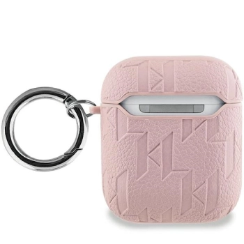 Etui Karl Lagerfeld Monogram Choupette Head na AirPods 1 / 2 - różowe
