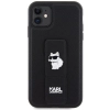 Etui Karl Lagerfeld Gripstand Saffiano Choupette Pins na iPhone 11 / Xr - czarne