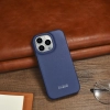 iCarer CE Premium Leather Folio Case skórzane etui iPhone 14 Pro Max z klapką magnetyczne MagSafe niebieski (WMI14220716-BU)