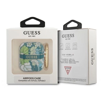 Etui Guess Flower Strap Collection na AirPods 1/2 - zielone