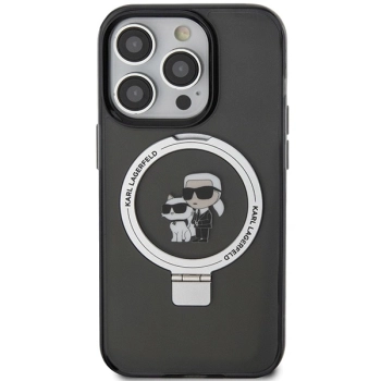 Etui Karl Lagerfeld Ring Stand Karl&Choupettte MagSafe do iPhone 13 Pro - czarne