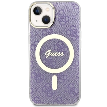 Etui Guess 4G MagSafe na iPhone 14 - purpurowe