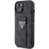Etui Guess Grip Stand 4G Triangle Strass na iPhone 15 - czarne