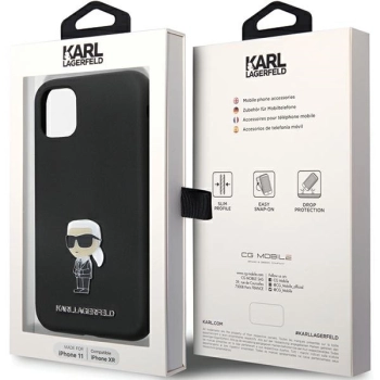 Etui Karl Lagerfeld Silicone Ikonik Metal Pin na iPhone 11 / Xr - czarne