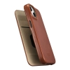 iCarer CE Oil Wax Premium Leather Folio Case skórzane etui iPhone 14 z klapką magnetyczne MagSafe brązowy (AKI14220705-BN)