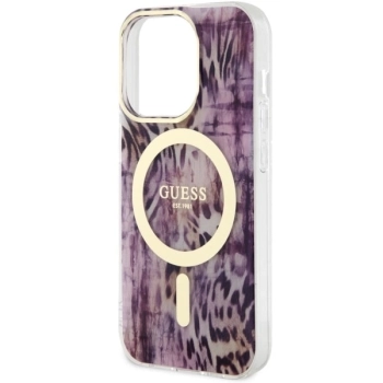 Etui Guess Leopard MagSafe na iPhone 14 Pro Max - różowe