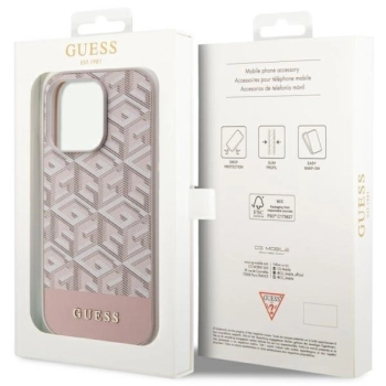 Etui Guess GCube Stripes MagSafe na iPhone 14 Pro - różowe