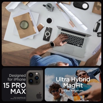 Etui Spigen Ultra Hybrid Mag z MagSafe na iPhone 15 Pro Max - przezroczysto-matowe