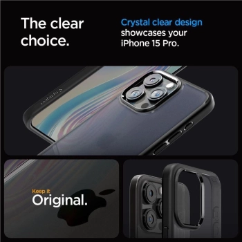 Etui Spigen Ultra Hybrid na iPhone 15 Pro - przezroczysto-czarne