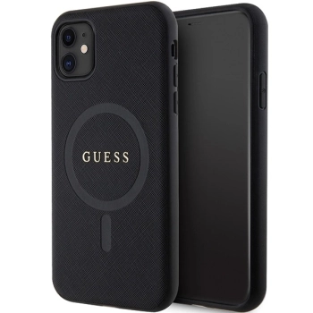 Etui Guess Saffiano MagSafe na iPhone 11 / Xr - czarne