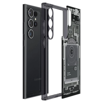 Etui Spigen Ultra Hybrid na Samsung Galaxy S24 Ultra - ciemnoszare (wzór Zero One)