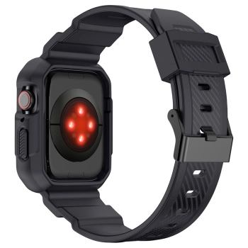 Kingxbar CYF106 2w1 pancerne etui Apple Watch SE, 9, 8, 7, 6, 5, 4, 3, 2, 1 (41, 40, 38 mm) z paskiem szare