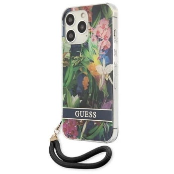 Etui Guess Flower Strap na iPhone 13 Pro Max - niebieskie