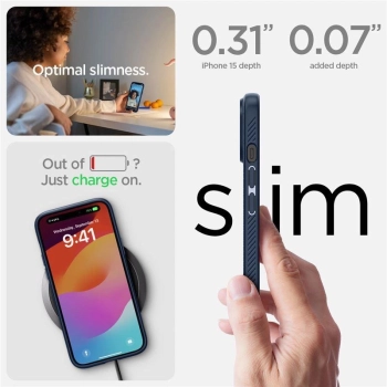 Etui Spigen Liquid Air na iPhone 15 - niebieskie