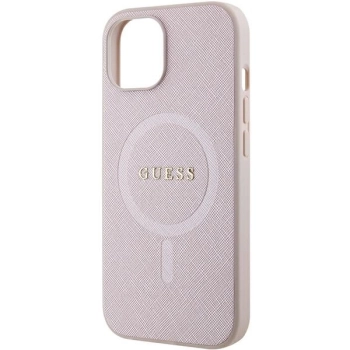 Etui Guess Saffiano MagSafe do iPhone 15 Plus - różowe