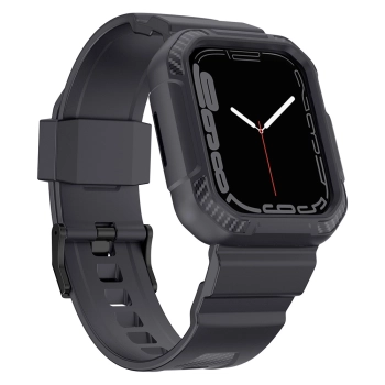Kingxbar CYF106 2w1 pancerne etui Apple Watch SE, 9, 8, 7, 6, 5, 4, 3, 2, 1 (41, 40, 38 mm) z paskiem szare