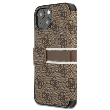 Etui Guess 4G Stripe na iPhone 13 mini - brązowe
