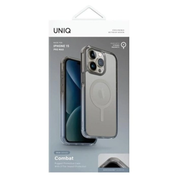 Etui UNIQ Combat Duo Magclick Charging do iPhone 15 Pro Max - niebiesko-szare