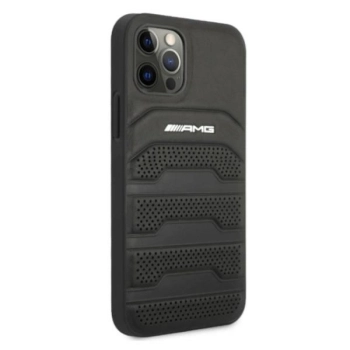 Etui AMG Leather Debossed Lines na iPhone 12 Pro Max - czarne