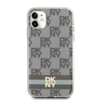 Etui DKNY IML Checkered Mono Pattern & Printed Stripes MagSafe na iPhone 11 / Xr - beżowe