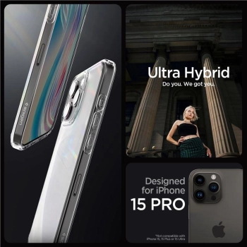 Etui Spigen Ultra Hybrid na iPhone 15 Pro - przezroczysto-matowe