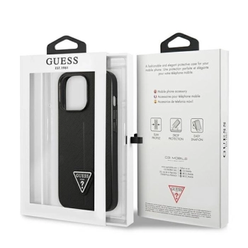 Etui Guess Saffiano Triangle Logo na iPhone 14 Pro Max - czarne