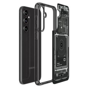 Etui Spigen Ultra Hybrid na Samsung Galaxy S23 FE - ciemnoszare (wzór Zero One)