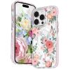 Kingxbar Flora Series magnetyczne etui iPhone 14 Plus MagSafe ozdobione nadrukiem w kwiaty rose