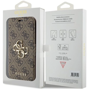 Etui Guess 4G Metal Logo na iPhone 15 / 14 / 13 - brązowe