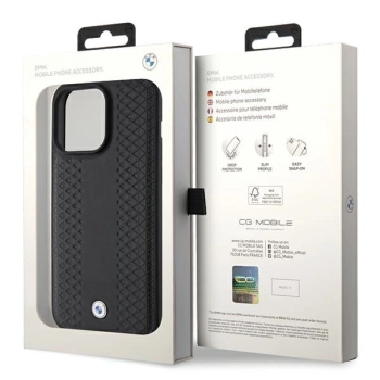 Etui BMW Leather Diamond Pattern na iPhone 15 Pro - czarne