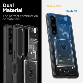 Etui Spigen Ultra Hybrid na Sony Xperia 1 V - ciemnoszare (wzór Zero One)