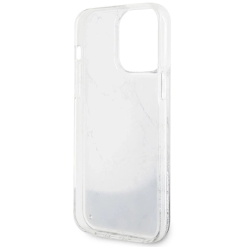 Etui Guess Liquid Glitter Marble na iPhone 14 Pro Max - białe